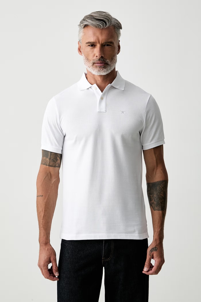 Hackett London polo męskie bawełniane biały HM5600239