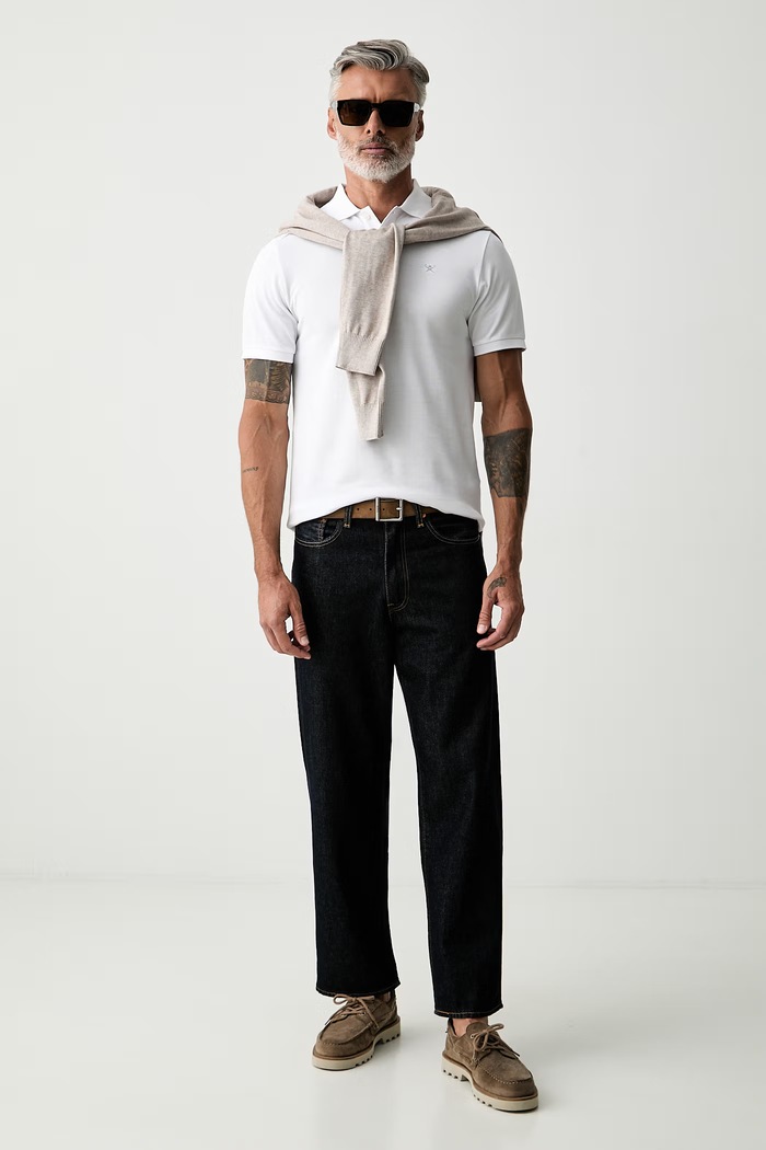 Hackett London polo męskie bawełniane HM5600239 biały AW26
