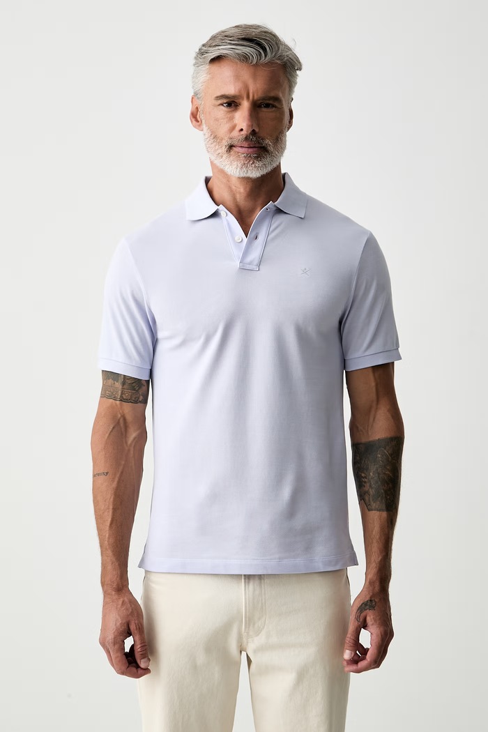 Hackett London polo męskie bawełniane fioletowy HM5600203