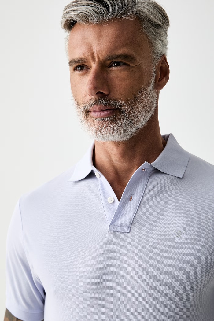 Hackett London polo męskie bawełniane fioletowy HM5600203