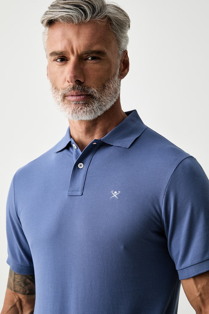 Hackett London polo męskie bawełniane niebieski HM5600203