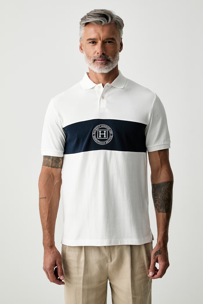 Hackett London polo męskie bawełniane beżowy HM5600187