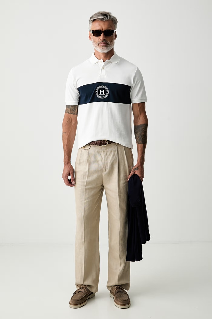 Hackett London polo męskie bawełniane HM5600187 beżowy AW26