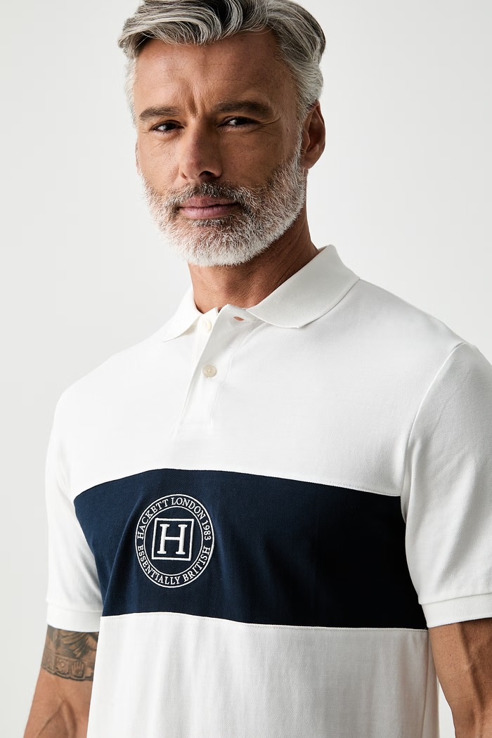 Hackett London polo męskie bawełniane beżowy HM5600187