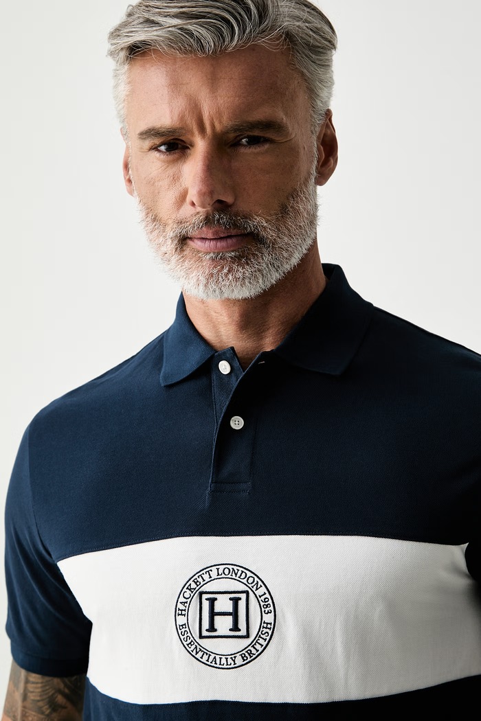 Hackett London polo męskie bawełniane granatowy HM5600187