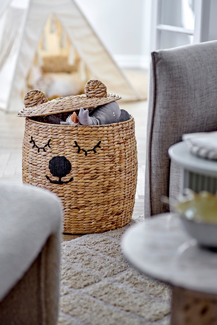Chłopiec Bloomingville MINI Kosz na zabawki dziecięcy pleciony Dolma Basket w/Lid 82040701 beżowy