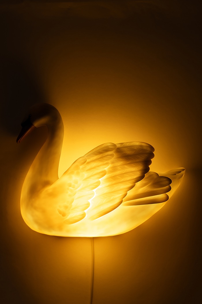 Chłopiec Konges Sløjd Lampka nocna dziecięca SWAN WALL LAMP KS106276.9BY2 beżowy