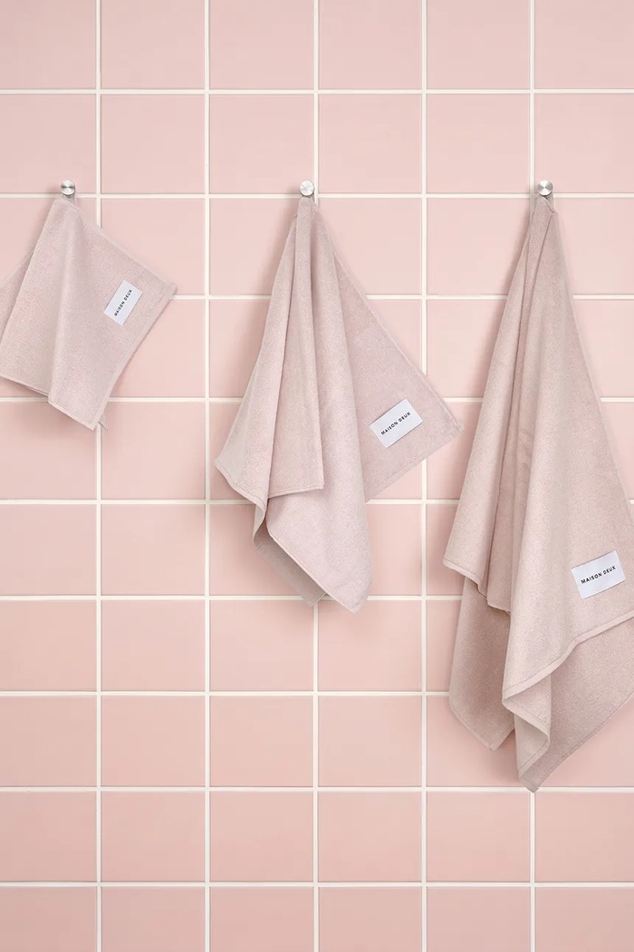 Fürdőszoba Maison Deux Kis méretű törülköző pamut Solid Color 50 x 100 cm 168164 rózsaszín