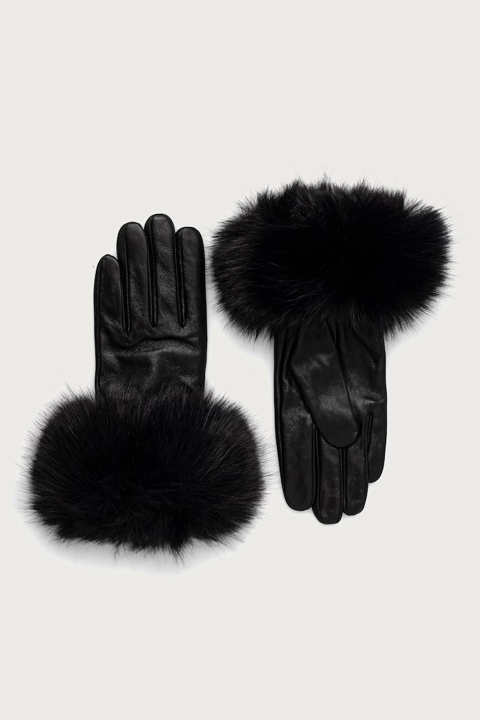 Le Privé Rukavice dámské kožené BIJOU GLOVES NOIR černá LP00815