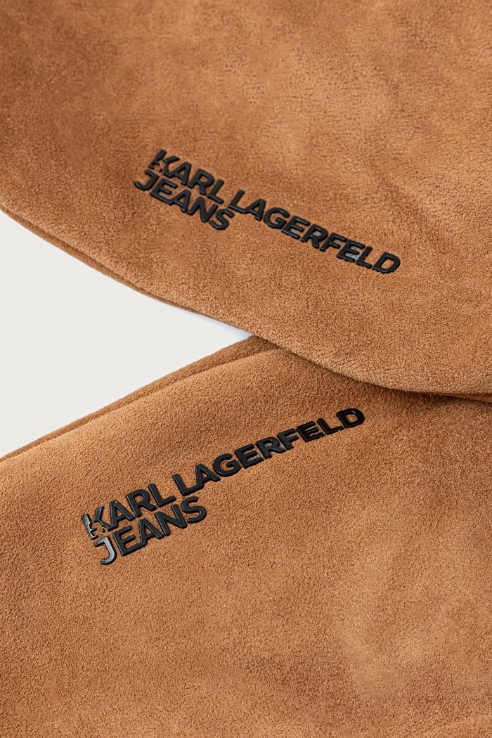 Karl Lagerfeld Jeans Mănuși pentru femei din piele întoarsă B4W33072 maro AW26