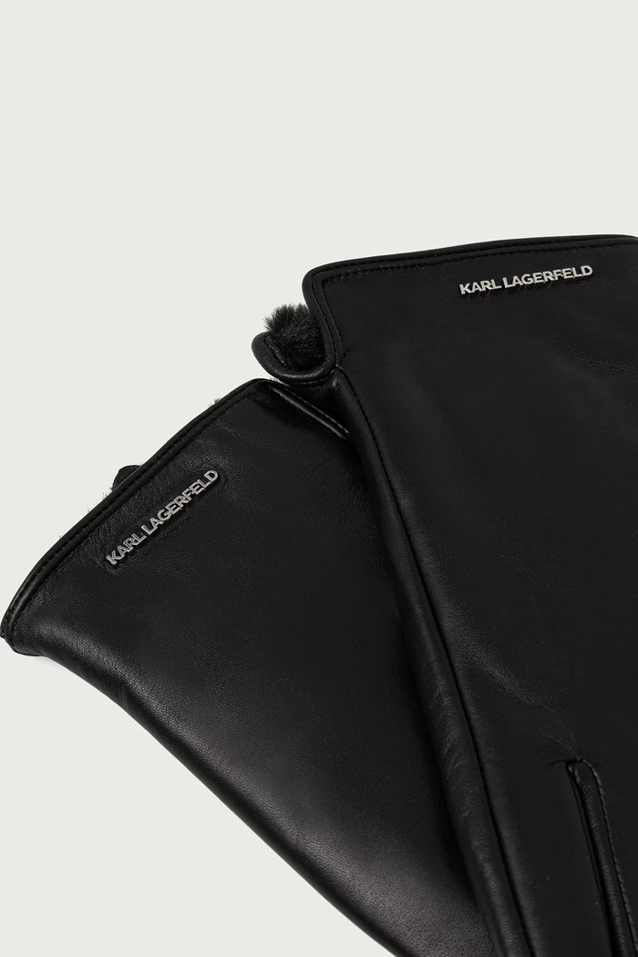 Karl Lagerfeld Rukavice za žene od kože B4W33084 crna AW26