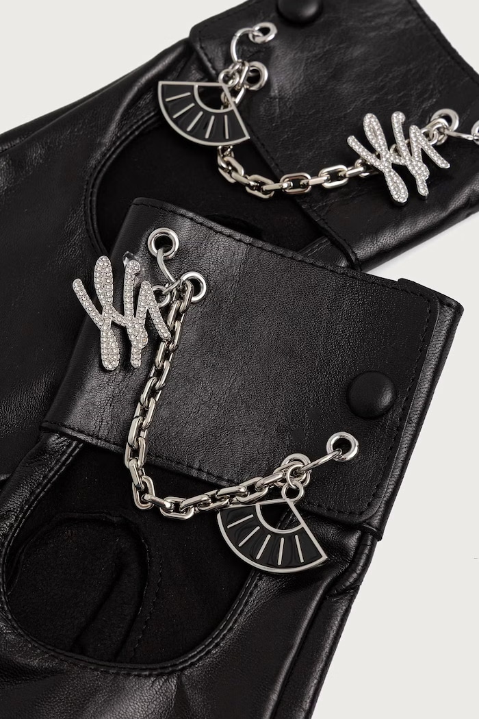 Karl Lagerfeld Palčiaky dámske kožené B4W33018 čierna AW26