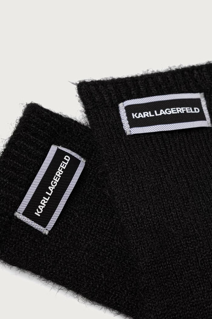 Karl Lagerfeld Rukavice za žene s dodatkom vune B4W33020 crna AW26