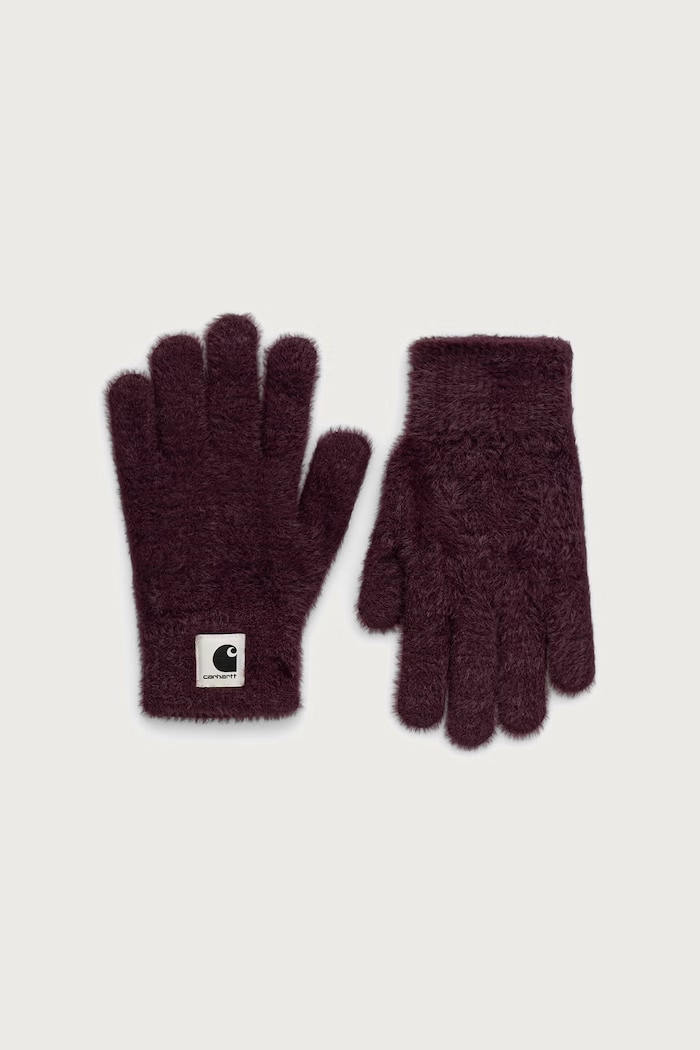 Carhartt WIP Maine Gloves rękawiczki z bawełną damskie bordowy I037159