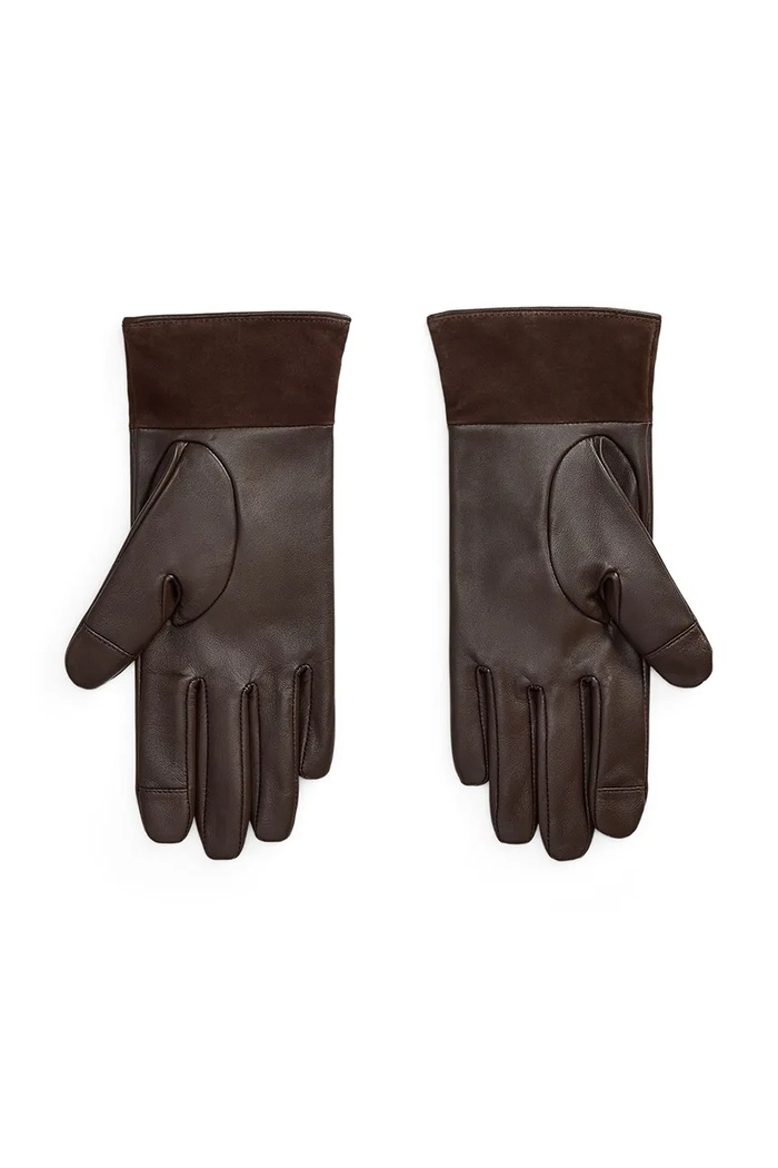 Lauren Ralph Lauren Rękawiczki damskie z wełną 454P23591 brązowy AW26