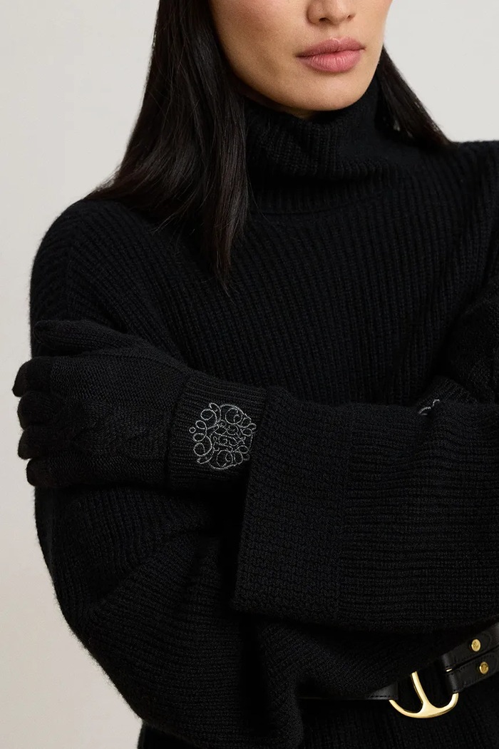 Akcesoria Lauren Ralph Lauren Rękawiczki damskie z dodatkiem wełny 454P23503 czarny