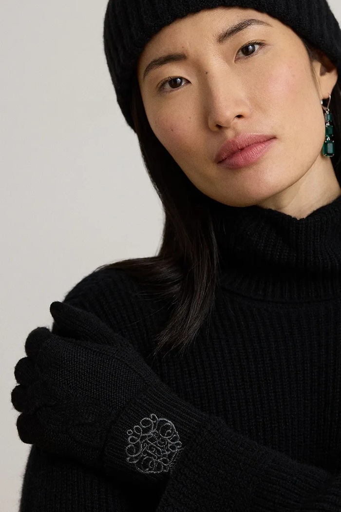Mănuși pentru femei cu amestec de lână Lauren Ralph Lauren 454P23503 negru