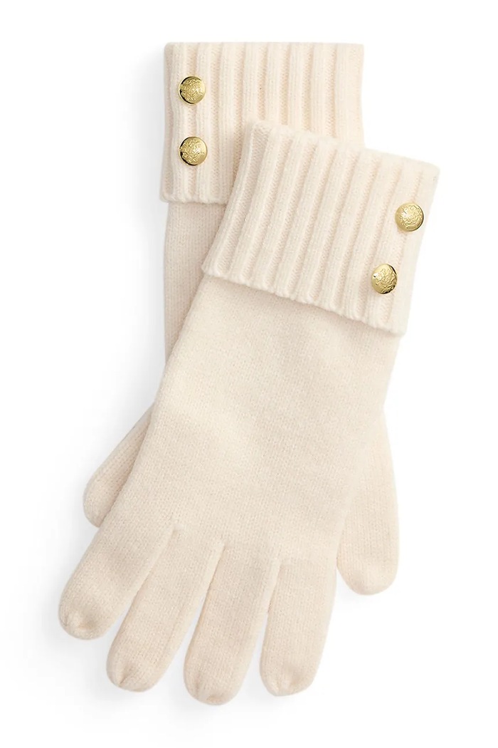 Lauren Ralph Lauren Rękawiczki damskie z dodatkiem wełny beżowy 454P04468