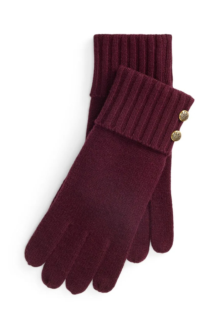 Lauren Ralph Lauren Rękawiczki damskie z dodatkiem wełny bordowy 454P04468