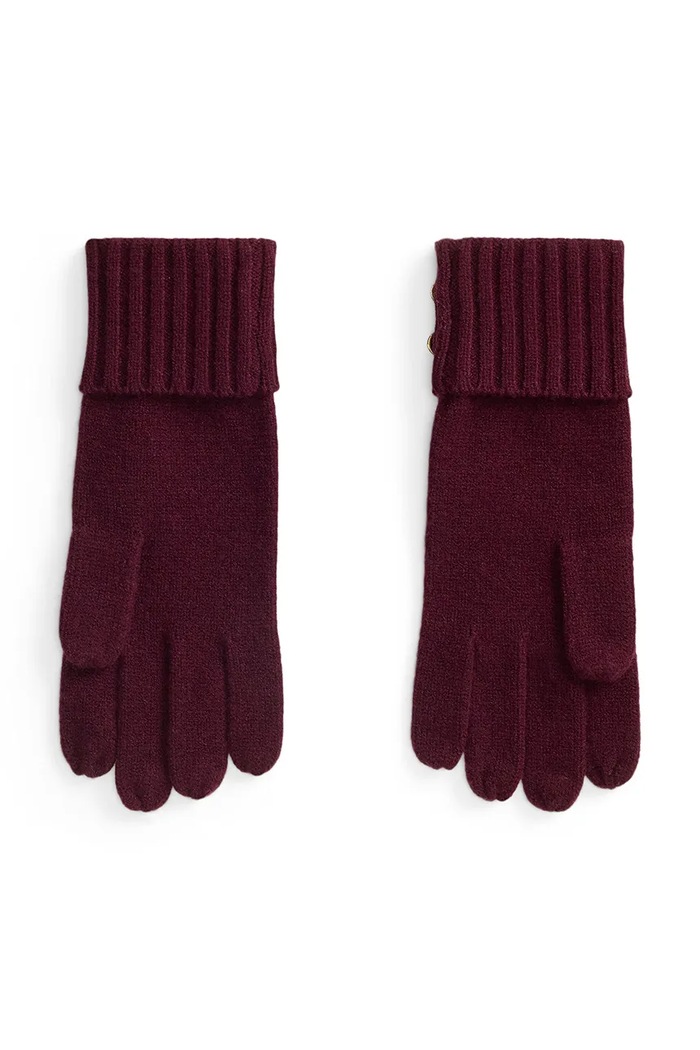 Lauren Ralph Lauren Rękawiczki damskie z dodatkiem wełny 454P04468 bordowy AW26