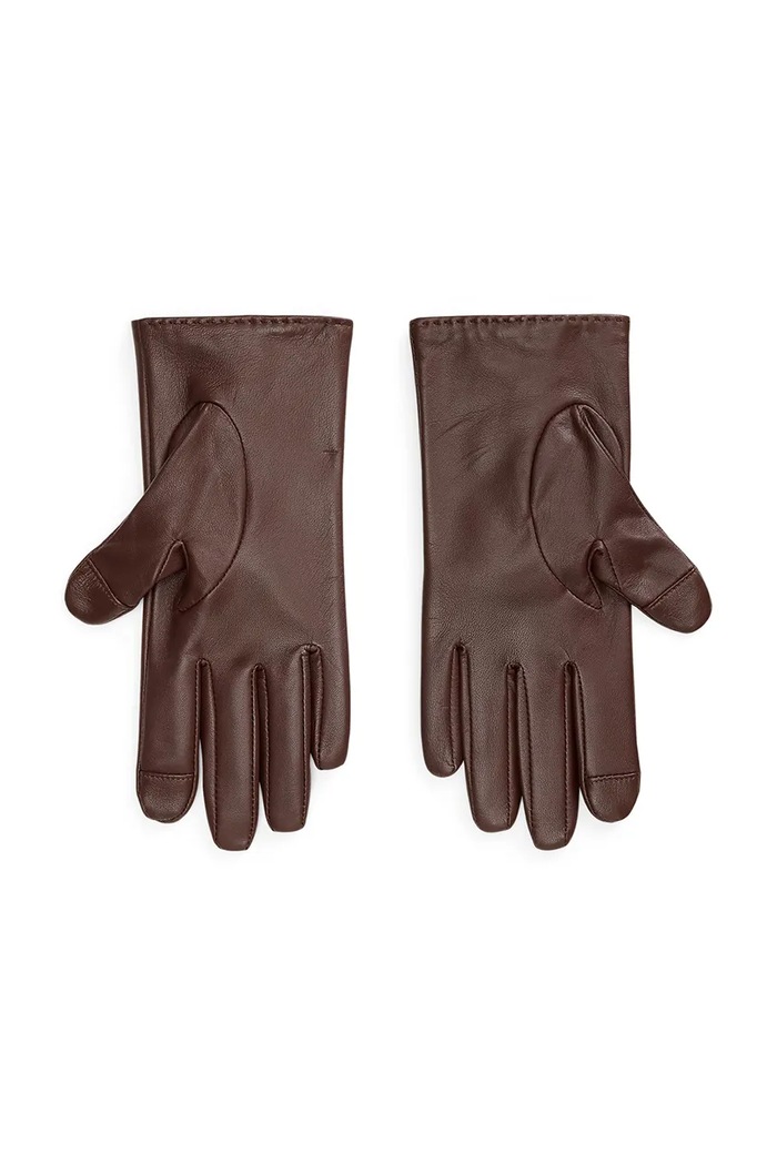 Lauren Ralph Lauren Rękawiczki damskie skórzane 454960099 brązowy AW26