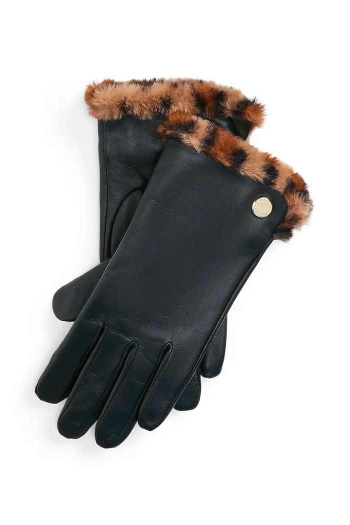Lauren Ralph Lauren Mănuși pentru femei din piele negru 454946904