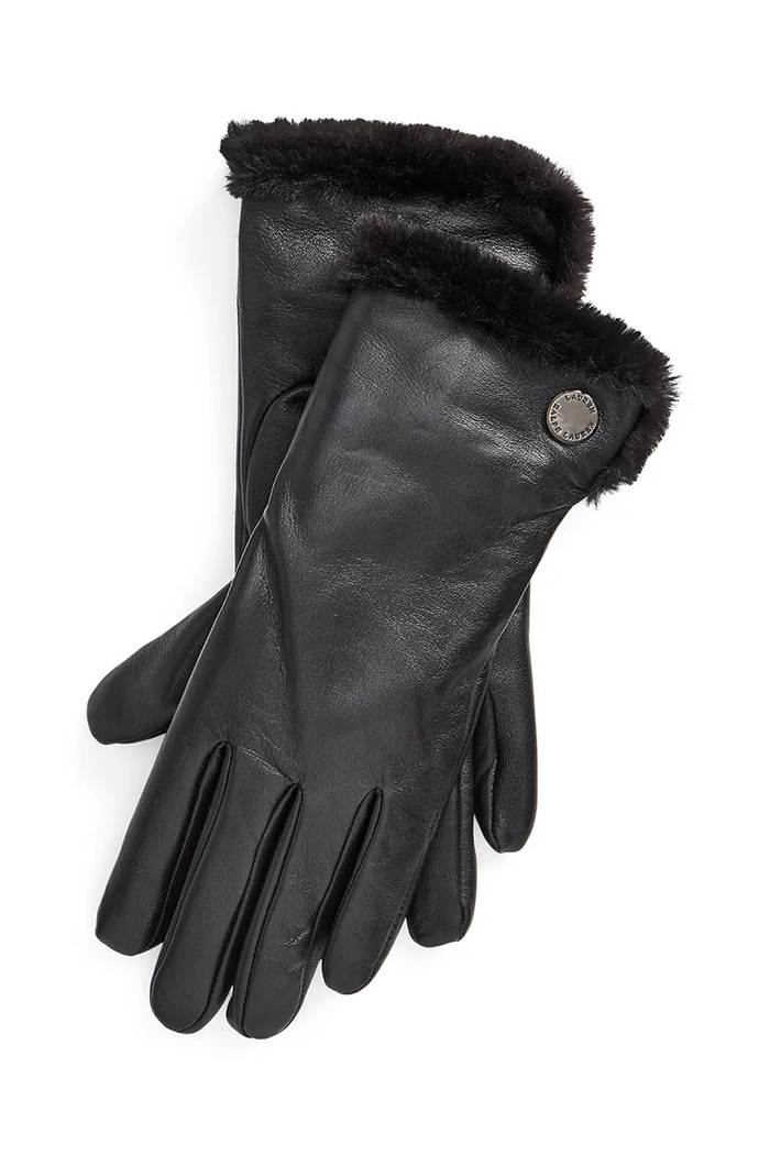Lauren Ralph Lauren Rękawiczki damskie skórzane czarny 454911342