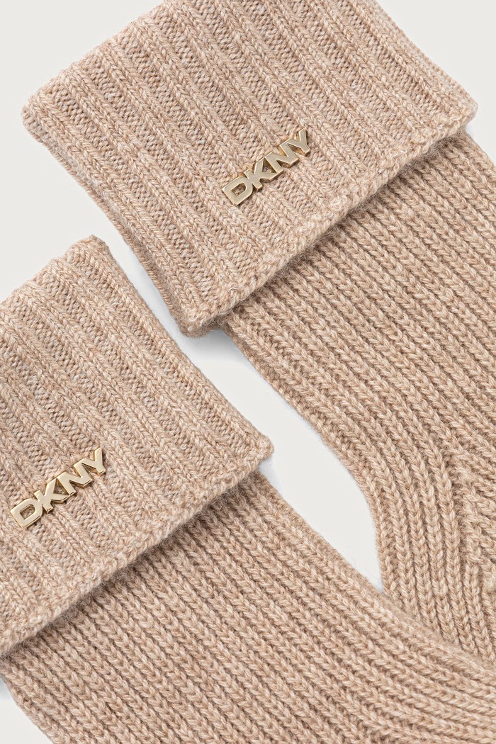 DKNY Rękawiczki damskie wełniane D6KG1766 beżowy AW26