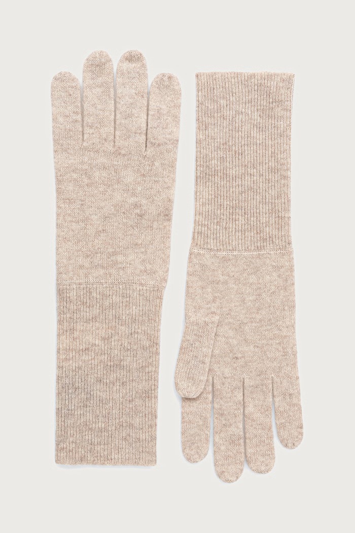 BOSS Rękawiczki damskie kaszmirowe Lelona_gloves beżowy 50551361