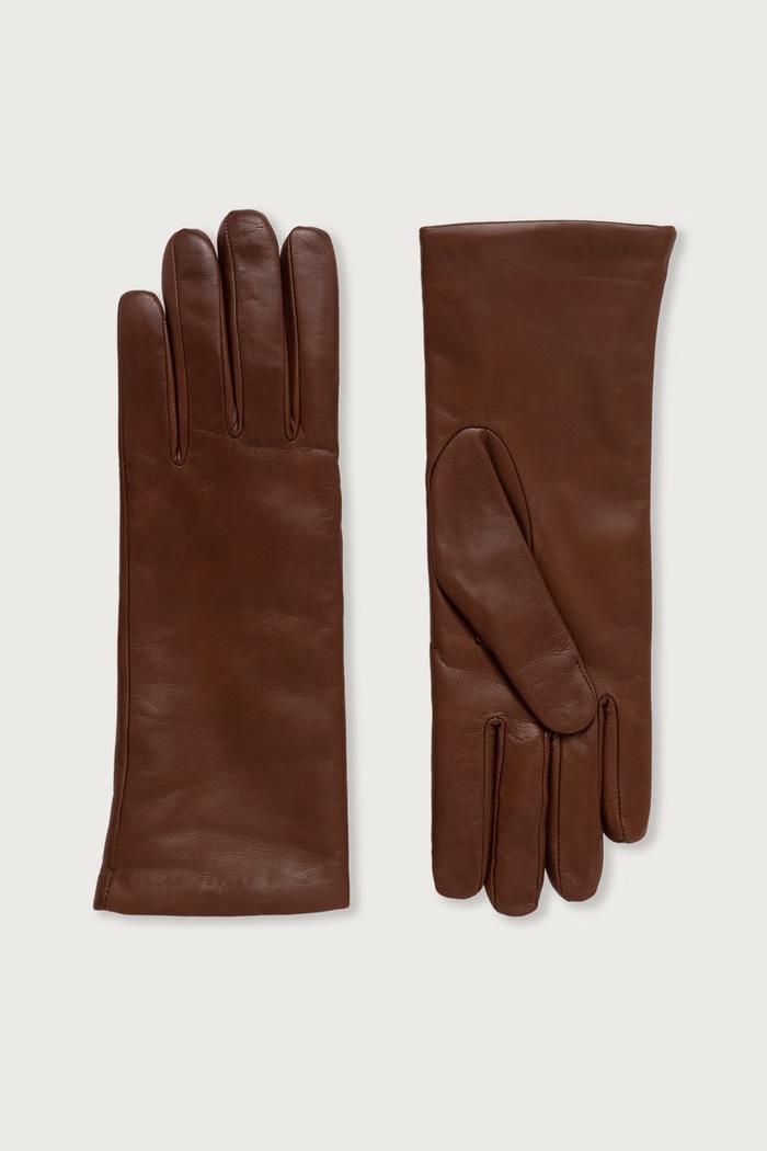 Weekend Max Mara Rękawiczki damskie skórzane WKASENAPESHORT brązowy 2625566045600