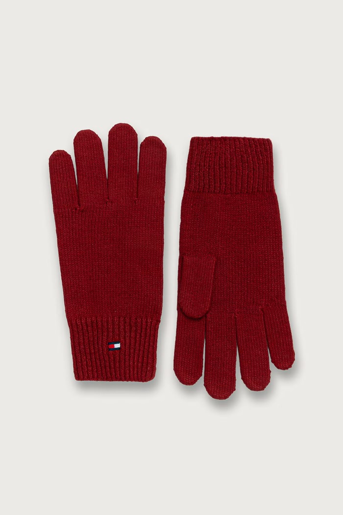 Tommy Hilfiger Rękawiczki damskie z bawełną bordowy AW0AW19131