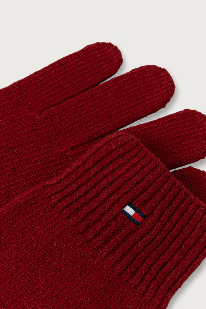 Tommy Hilfiger Rękawiczki damskie z bawełną AW0AW19131 bordowy AW26