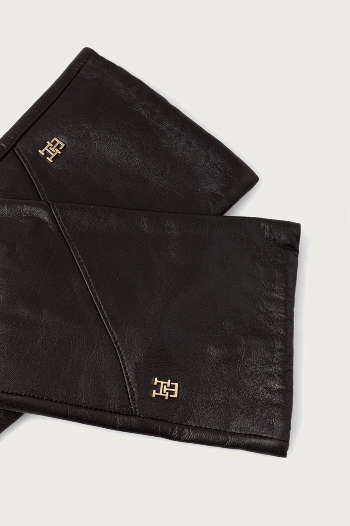 Tommy Hilfiger Rękawiczki damskie skórzane AW0AW19129 brązowy AW26