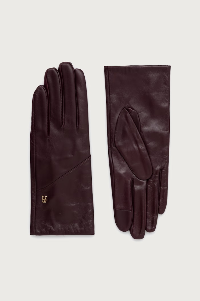 Tommy Hilfiger Rękawiczki damskie skórzane bordowy AW0AW19129