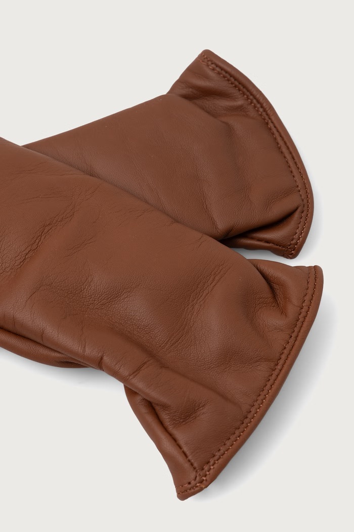 Elisabetta Franchi Rękawiczki damskie skórzane GU20R68E2 brązowy AW26