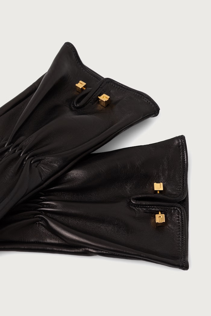 Elisabetta Franchi Rękawiczki damskie skórzane GU16R67E2 czarny AW26