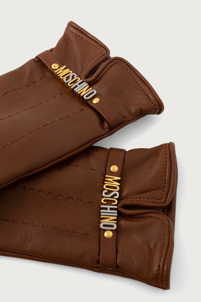 Moschino Rękawiczki damskie skórzane M3487.65481 brązowy AW26