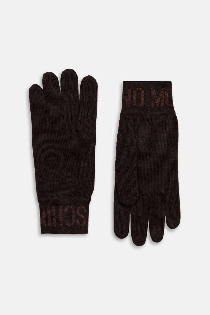Moschino rękawiczki damskie z wełną brązowy M3493.65485