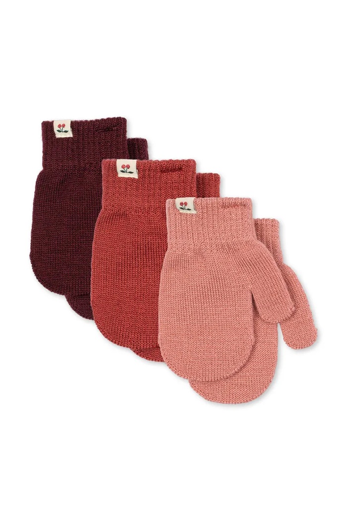 Konges Sløjd Rukavice detské s prímesou vlny 3 PACK FILLA MITTENS ružová KS105675.G.9BY2