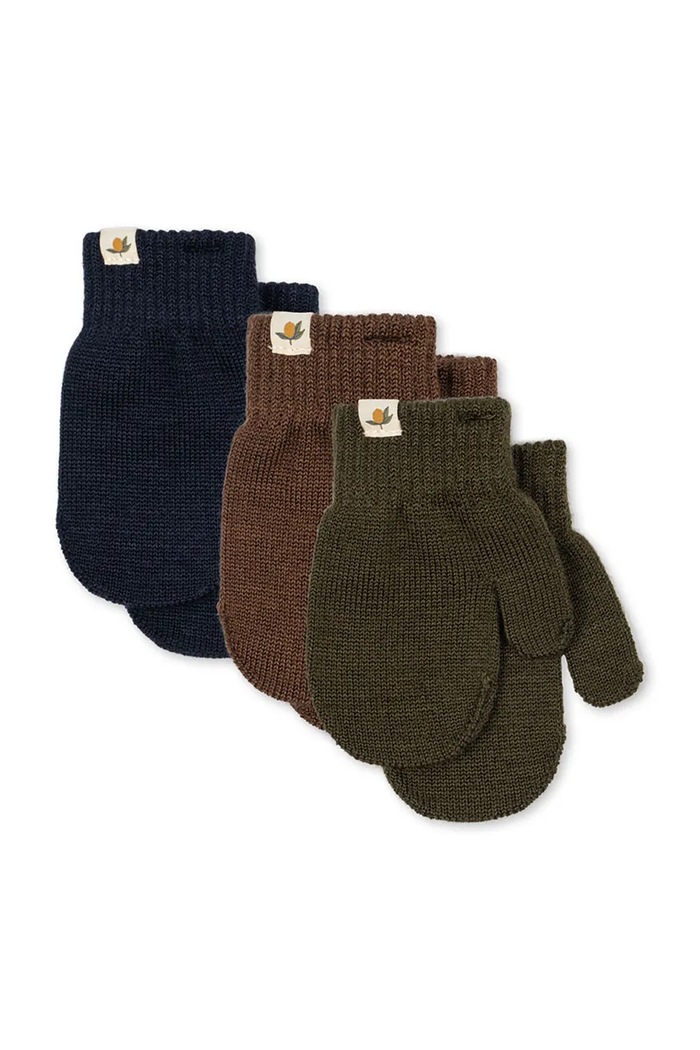 Konges Sløjd Rukavice detské 3 PACK FILLA MITTENS zelená KS105675.9BY2