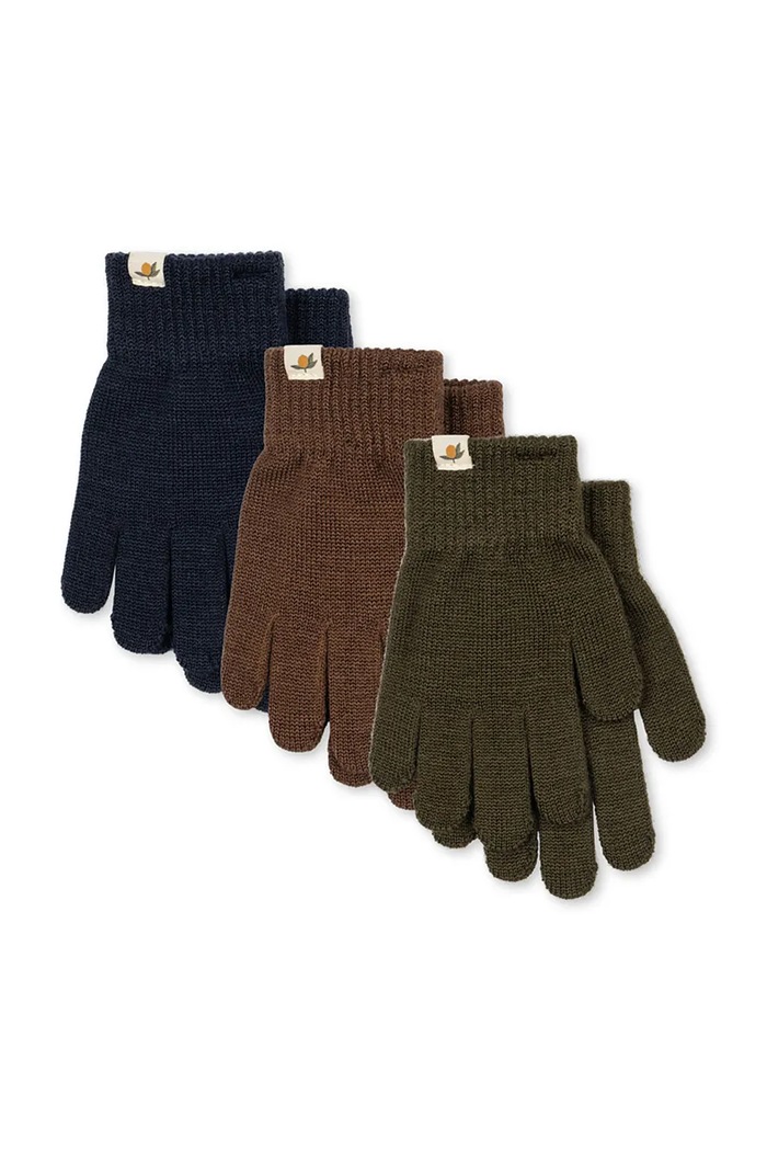 Konges Sløjd Rukavice detské 3 PACK FILLA GLOVES zelená KS105674.9BY2