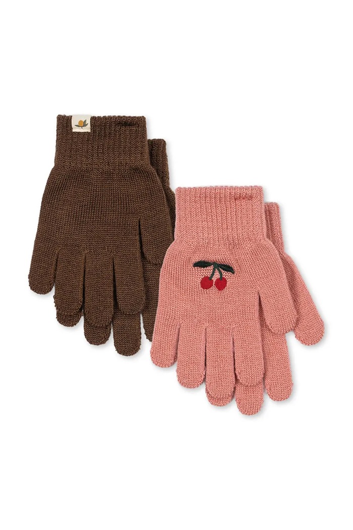 Konges Sløjd γάντια παιδικά από πρόσμιξη μαλλιού 2 PACK FILLA GLOVES ροζ KS105672.9BY2
