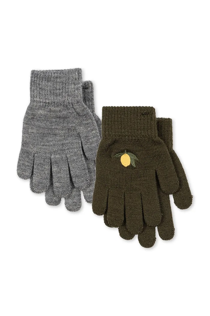 Konges Sløjd γάντια παιδικά από πρόσμιξη μαλλιού 2 PACK FILLA GLOVES πράσινο KS105672.9BY2