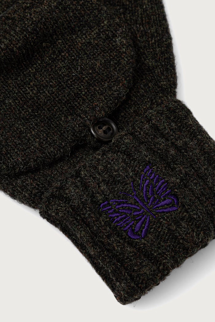 Needles Men's wool mittens TY068 green AW26