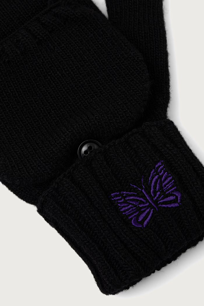 Needles Men's wool mittens TY068 black AW26