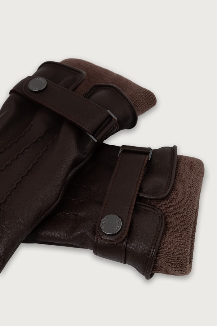 BOSS Rękawiczki męskie skórzane Hyden-R 50570753 brązowy AW26