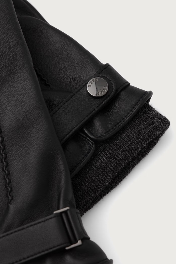 BOSS Rukavice pánske kožené Hyden-R 50570753 čierna AW26