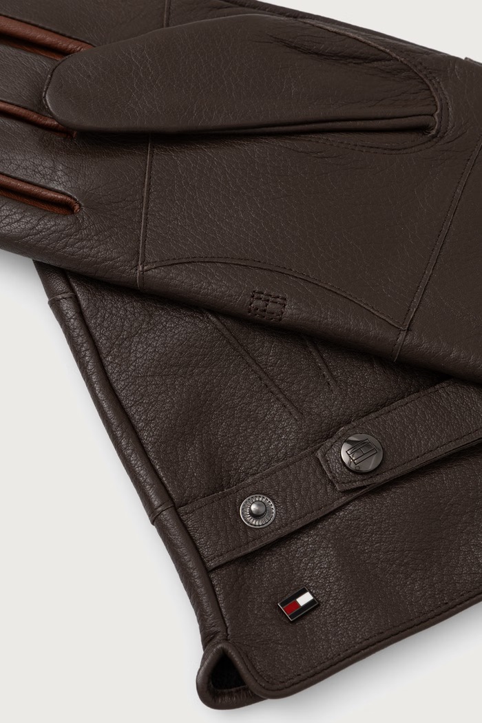Tommy Hilfiger rękawiczki męskie skórzane AM0AM14850 brązowy AW26