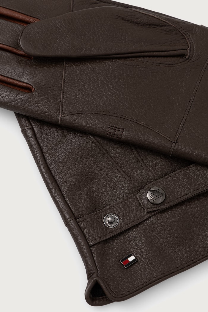 Tommy Hilfiger rękawiczki męskie skórzane AM0AM14850 brązowy AW26