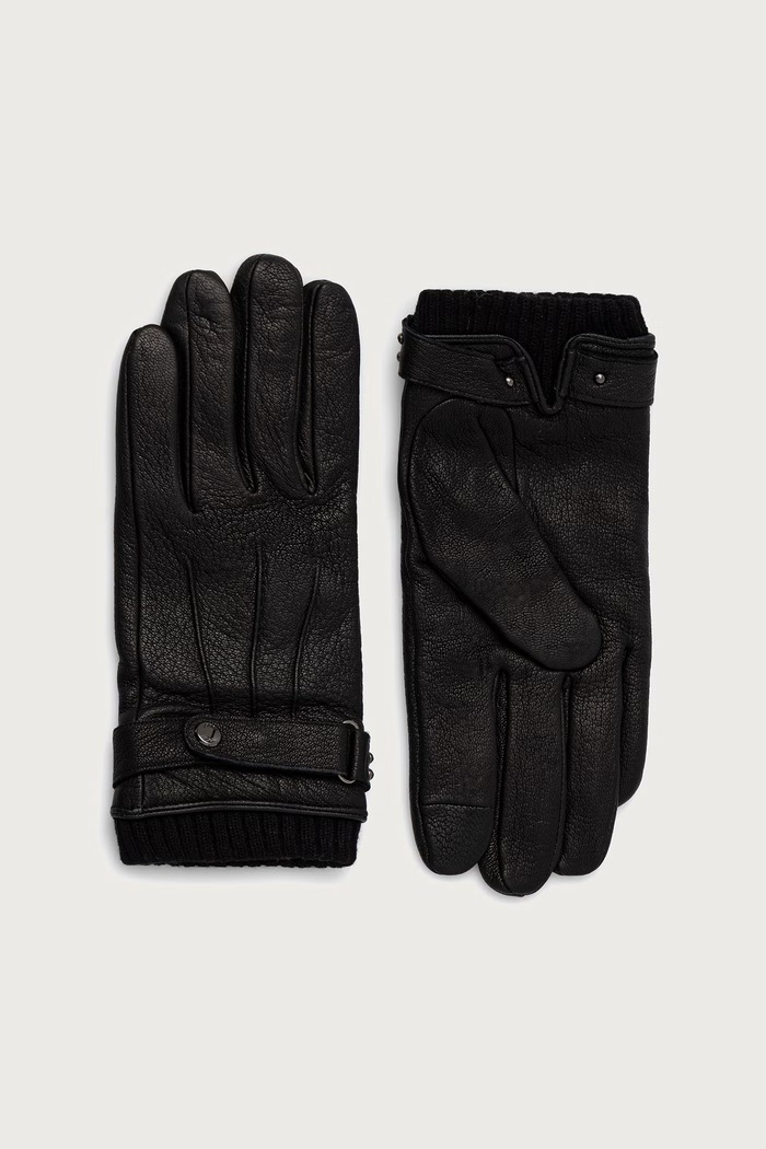 Joop! Rękawiczki męskie skórzane czarny 80022058